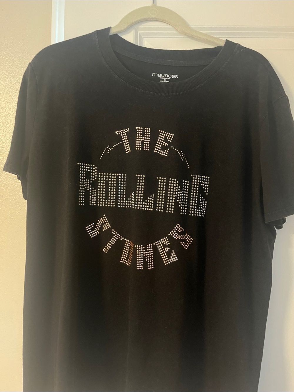 maurices Black Short-Sleeve Rhinestone 'The Rolling Times' Tee